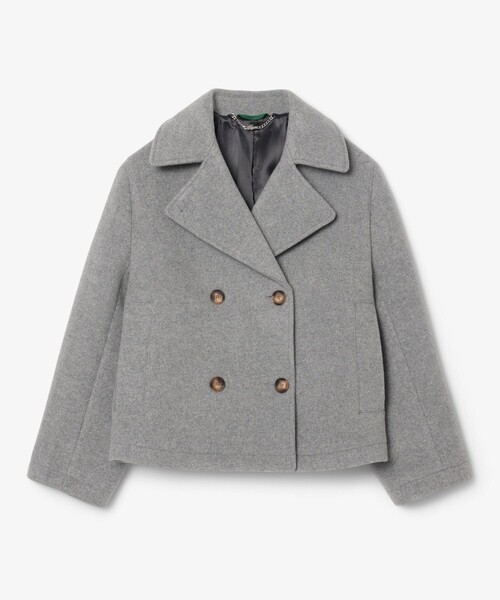 ショート丈 オーバーサイズウールブレンドPコート（ピーコート