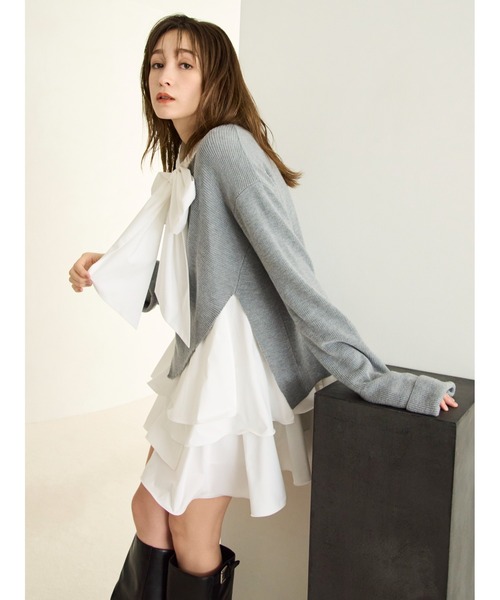 セール】リボンタイコンビニットチュニック（ワンピース）｜FRAY I.D