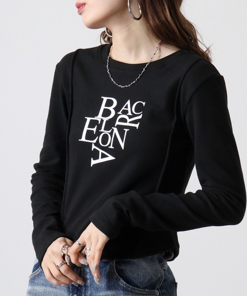 FUNALIVE（ファンアライブ）の「ABETTOR 英字ロゴプリント　AラインLS/Ｔ　厚手あったか生地　長袖（Tシャツ/カットソー・レディース・ホワイト/ブラック・FREE）」の14枚目の写真