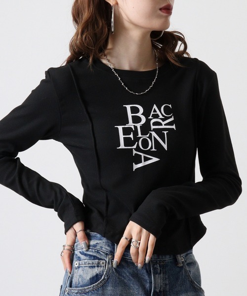 FUNALIVE（ファンアライブ）の「ABETTOR 英字ロゴプリント　AラインLS/Ｔ　厚手あったか生地　長袖（Tシャツ/カットソー・レディース・ホワイト/ブラック・FREE）」の12枚目の写真