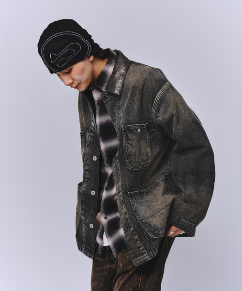 JOINT WORKS(ジョイントワークス)の「J デニムカバーオール(デニムジャケット・メンズ・ブラック/ネイビー・MEDIUM/LARGE)」の3枚目の写真