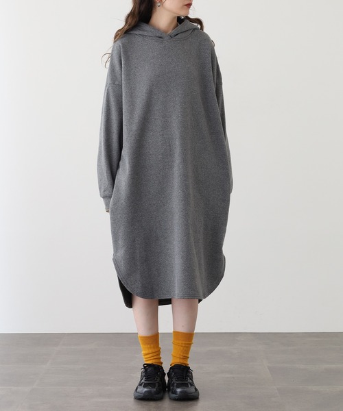 FUNALIVE（ファンアライブ）の「CVC裏起毛フーディOP（ワンピース・レディース・杢グレー/ダークグレー・M-L）」の11枚目の写真