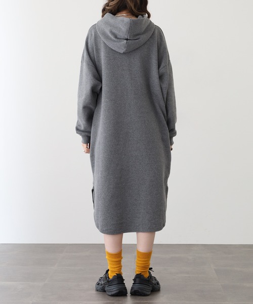 FUNALIVE（ファンアライブ）の「CVC裏起毛フーディOP（ワンピース・レディース・杢グレー/ダークグレー・M-L）」の13枚目の写真