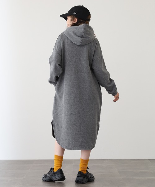 FUNALIVE（ファンアライブ）の「CVC裏起毛フーディOP（ワンピース・レディース・杢グレー/ダークグレー・M-L）」の9枚目の写真