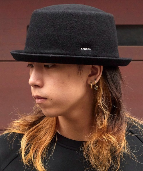 KANGOL（カンゴール）の「KANGOL/カンゴール  Wool Mowbray ウールポークパイハット（ハット・メンズ・ブラック/キャメル・M/L/XL）」の8枚目の写真