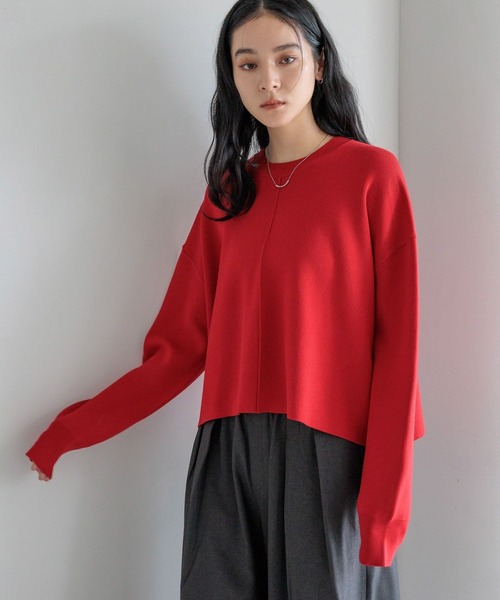 LOWRYS FARM(ローリーズファーム)の「センタータックショートプルオーバー 600400(ニット/セーター・レディース・アイボリー/ブラック/レッド・FREE)」の3枚目の写真