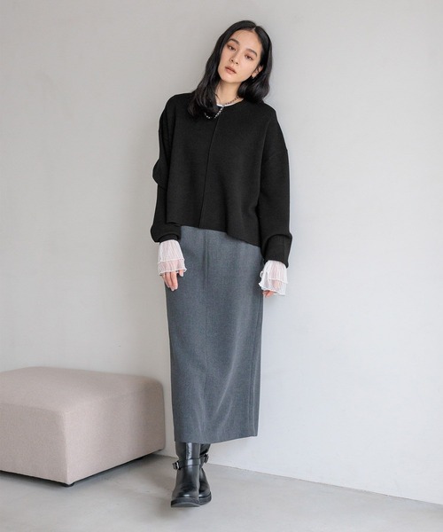 LOWRYS FARM(ローリーズファーム)の「センタータックショートプルオーバー 600400(ニット/セーター・レディース・アイボリー/ブラック/レッド・FREE)」の7枚目の写真