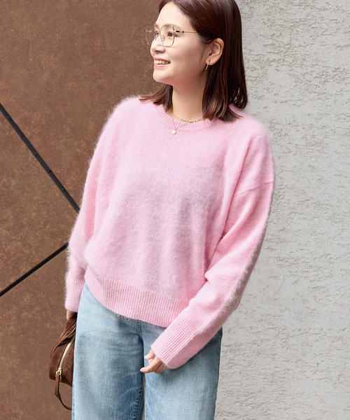 JOURNAL STANDARD（ジャーナルスタンダード）の「FLUFFYクループルオーバー（ニット/セーター・レディース・チャコールグレー/ブラウン/ピンク・FREE）」の3枚目の写真