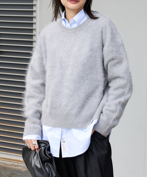 JOURNAL STANDARD（ジャーナルスタンダード）の「FLUFFYクループルオーバー（ニット/セーター・レディース・チャコールグレー/ブラウン/ピンク・FREE）」の7枚目の写真