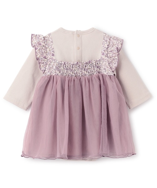 petit main（プティマイン）の「お花チュールドッキングOPロンパース（ロンパース・キッズ・アイボリー/ピンク/グレー・80ｃｍ/70cm）」の4枚目の写真