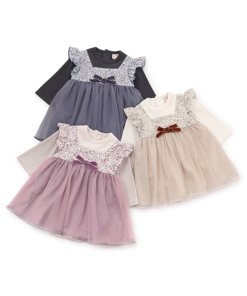 petit main（プティマイン）の「お花チュールドッキングOPロンパース（ロンパース・キッズ・アイボリー/ピンク/グレー・80ｃｍ/70cm）」の11枚目の写真