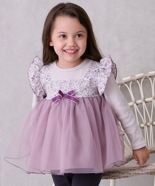 petit main（プティマイン）の「お花チュールドッキングOPロンパース（ロンパース・キッズ・アイボリー/ピンク/グレー・80ｃｍ/70cm）」の13枚目の写真