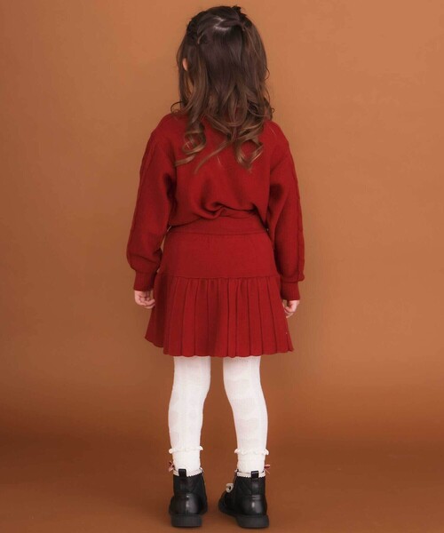 SLAP SLIP（スラップスリップ）の「【ウォッシャブル加工】リボンチャーム付きニットプリーツスカパン(90~130cm)（スカート・キッズ・グレー/レッド・100cm/90cm/110cm/120cm/130cm）」の4枚目の写真