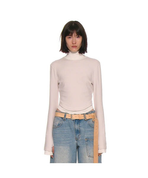 PARTIMENTO WOMEN（パルティメントウィメン）の「ダブルレイヤードハイネックTシャツ_10カラー（Tシャツ/カットソー・レディース・ライトグレー/ブラウン/ネイビー/ベージュ/チャコール/スカイブルー/グレー系その他/ブラック/グレー・FREE）」の3枚目の写真