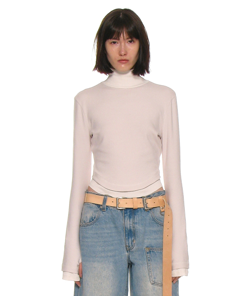 PARTIMENTO WOMEN（パルティメントウィメン）の「ダブルレイヤードハイネックTシャツ_10カラー（Tシャツ/カットソー・レディース・ライトグレー/ブラウン/ネイビー/ベージュ/チャコール/スカイブルー/グレー系その他/ブラック/グレー・FREE）」の18枚目の写真
