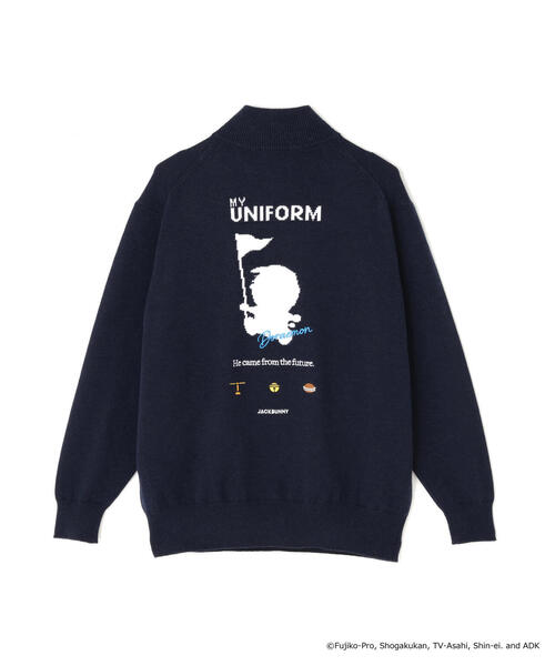 Jack Bunny!!】【ドラえもん】ダブルジャガードハーフジップニットプル