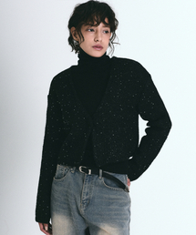 TWINKLE CROP WOOL KNIT CARDIGAN_BLACK