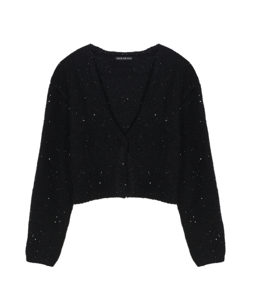 NICK&NICOLE(ニックアンドニコール)の「TWINKLE CROP WOOL KNIT CARDIGAN_BLACK(カーディガン/ボレロ・レディース・その他・FREE)」の4枚目の写真