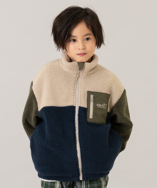 and D. petit main（アンドディープティマイン）の「ボアスタンドブルゾン/あったか/アウター（ブルゾン・キッズ・キャメル/シルバーグレー/ブルー/カラフル/カーキ・90cm/120cm/110cm/130cm/140cm/100cm）」の5枚目の写真