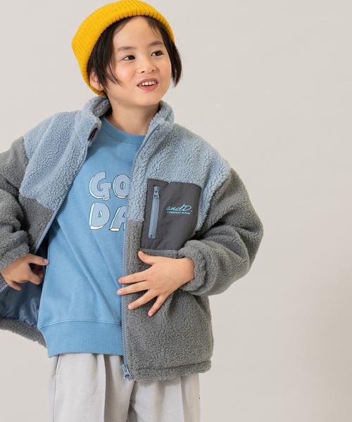 and D. petit main（アンドディープティマイン）の「ボアスタンドブルゾン/あったか/アウター（ブルゾン・キッズ・キャメル/シルバーグレー/ブルー/カラフル/カーキ・90cm/120cm/110cm/130cm/140cm/100cm）」の2枚目の写真