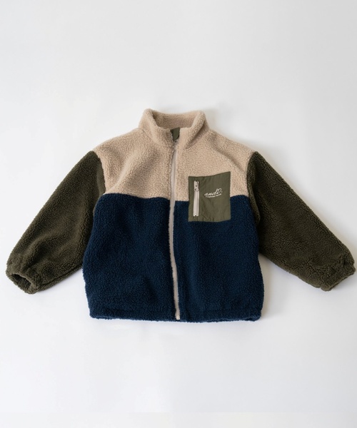 and D. petit main（アンドディープティマイン）の「ボアスタンドブルゾン/あったか/アウター（ブルゾン・キッズ・キャメル/シルバーグレー/ブルー/カラフル/カーキ・90cm/120cm/110cm/130cm/140cm/100cm）」の9枚目の写真