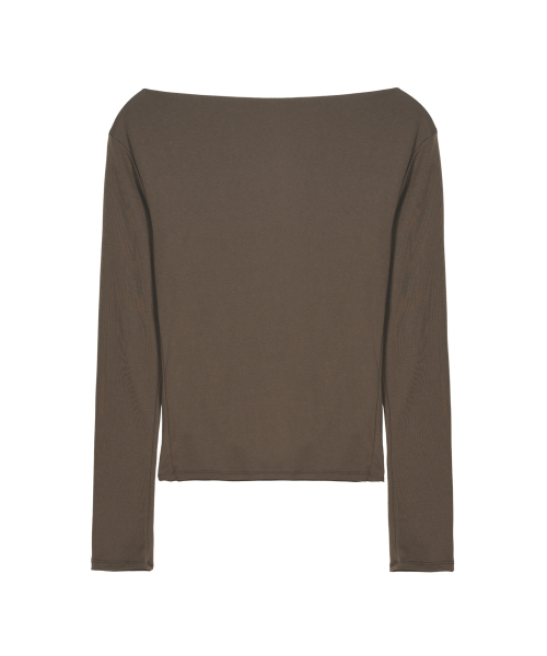NICK&NICOLE(ニックアンドニコール)の「SHIRRING DRAPE BOAT NECK TOP_BROWN(Tシャツ/カットソー・レディース・その他・FREE)」の5枚目の写真