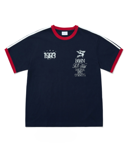 1993STUDIO(1993スタジオ)の「93 トラックリンガーTシャツ_ネイビー(Tシャツ/カットソー・メンズ・その他・LARGE/MEDIUM)」の1枚目の写真