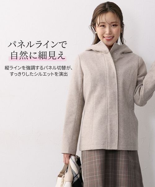 Nissen glamor(ニッセングラマー)の「【大きい胸専用】フード付コート(ポケット付)(その他アウター・レディース・グレイッシュベージュ/チャコール・M/L/LL)」の9枚目の写真