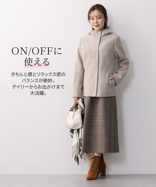 Nissen glamor(ニッセングラマー)の「【大きい胸専用】フード付コート(ポケット付)(その他アウター・レディース・グレイッシュベージュ/チャコール・M/L/LL)」の16枚目の写真