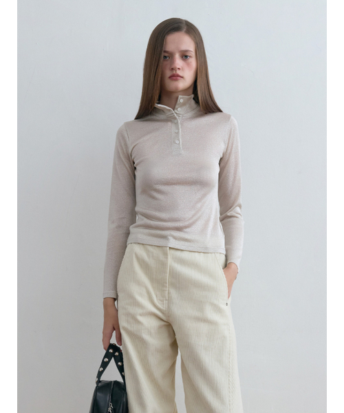 Kijun(キジュン)の「Two-Way Neck Glitter Top Champagne(Tシャツ/カットソー・レディース・その他・SMALL)」の1枚目の写真