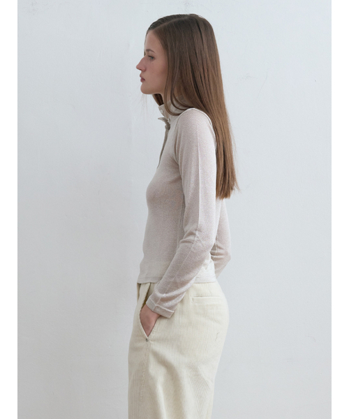 Kijun(キジュン)の「Two-Way Neck Glitter Top Champagne(Tシャツ/カットソー・レディース・その他・SMALL/MEDIUM)」の2枚目の写真