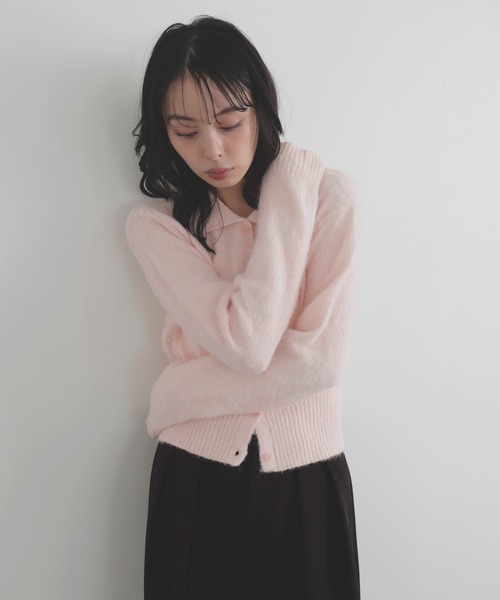 LIAN（リアン）の「シャギーポロニットカーディガン（カーディガン/ボレロ・レディース・ライム/ピンク/オフホワイト/チャコールグレー・FREE）」の6枚目の写真