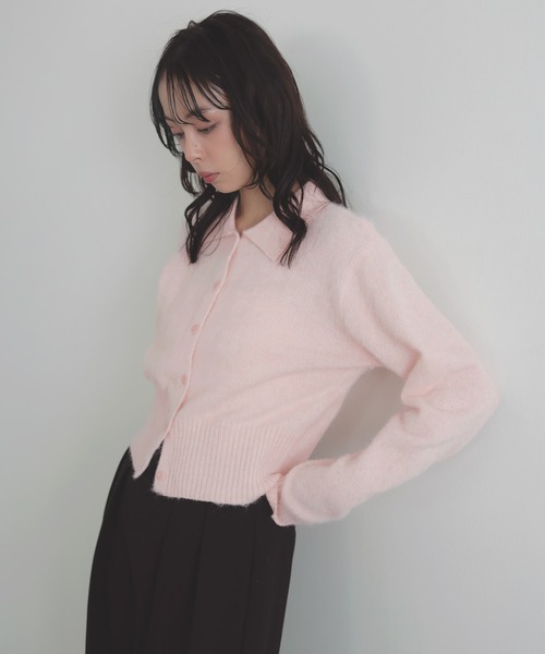 LIAN（リアン）の「シャギーポロニットカーディガン（カーディガン/ボレロ・レディース・ライム/ピンク/オフホワイト/チャコールグレー・FREE）」の8枚目の写真