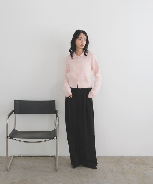 LIAN（リアン）の「シャギーポロニットカーディガン（カーディガン/ボレロ・レディース・ライム/ピンク/オフホワイト/チャコールグレー・FREE）」の10枚目の写真