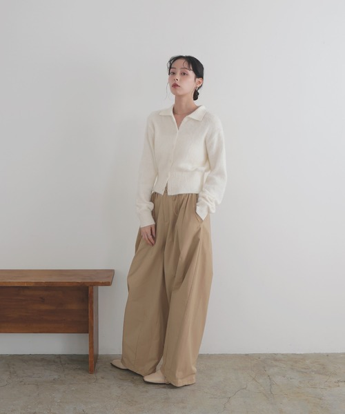 LIAN（リアン）の「シャギーポロニットカーディガン（カーディガン/ボレロ・レディース・ライム/ピンク/オフホワイト/チャコールグレー・FREE）」の15枚目の写真