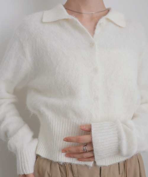 LIAN（リアン）の「シャギーポロニットカーディガン（カーディガン/ボレロ・レディース・ライム/ピンク/オフホワイト/チャコールグレー・FREE）」の16枚目の写真