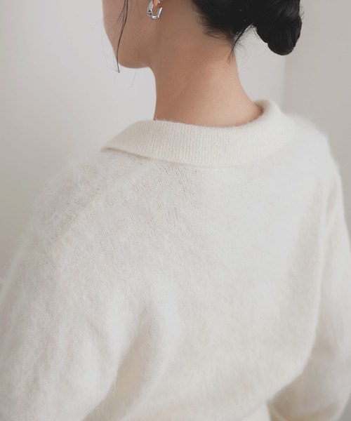 LIAN（リアン）の「シャギーポロニットカーディガン（カーディガン/ボレロ・レディース・ライム/ピンク/オフホワイト/チャコールグレー・FREE）」の17枚目の写真