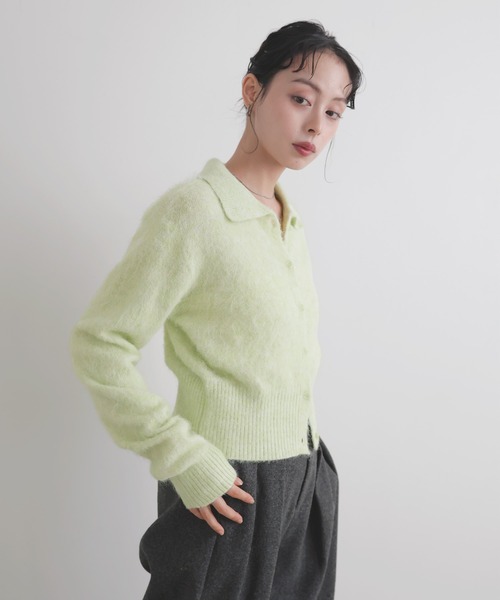LIAN（リアン）の「シャギーポロニットカーディガン（カーディガン/ボレロ・レディース・ライム/ピンク/オフホワイト/チャコールグレー・FREE）」の19枚目の写真
