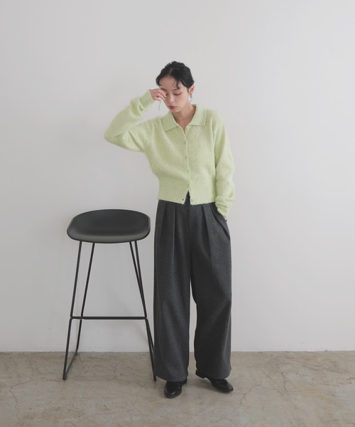 LIAN（リアン）の「シャギーポロニットカーディガン（カーディガン/ボレロ・レディース・ライム/ピンク/オフホワイト/チャコールグレー・FREE）」の21枚目の写真