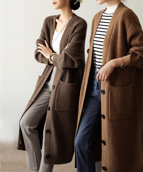 FREE STYLISTS(フリー スタイリスト)の「ロングニットカーディガン(カーディガン/ボレロ・レディース・ブラウン/ダークブラウン・FREE)」の21枚目の写真