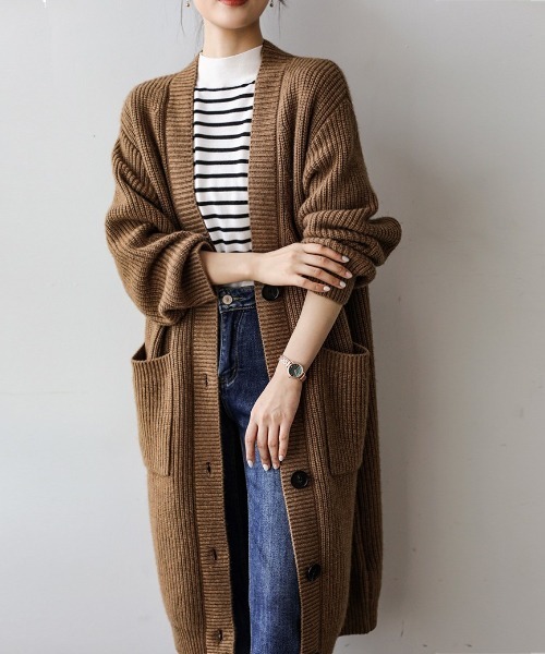 FREE STYLISTS(フリー スタイリスト)の「ロングニットカーディガン(カーディガン/ボレロ・レディース・ブラウン/ダークブラウン・FREE)」の15枚目の写真