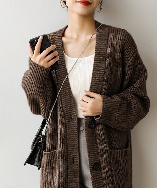 FREE STYLISTS(フリー スタイリスト)の「ロングニットカーディガン(カーディガン/ボレロ・レディース・ブラウン/ダークブラウン・FREE)」の8枚目の写真