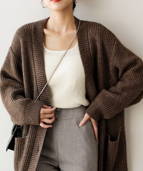 FREE STYLISTS(フリー スタイリスト)の「ロングニットカーディガン(カーディガン/ボレロ・レディース・ブラウン/ダークブラウン・FREE)」の9枚目の写真