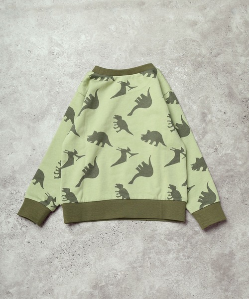DILASH（ディラッシュ）の「恐竜いっぱいトレーナー（裏毛）（スウェット・キッズ・カーキ/オフホワイト・130/120/110/100/90/80）」の4枚目の写真