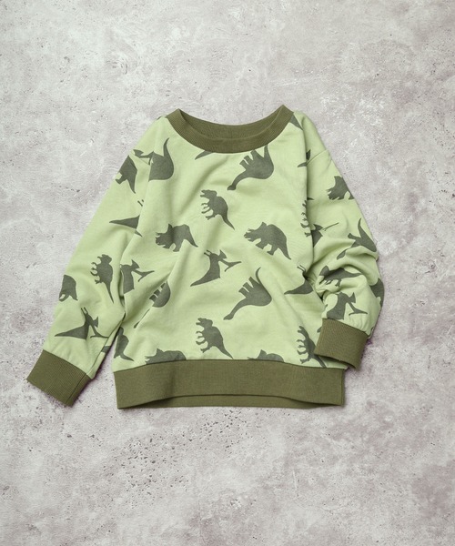 DILASH（ディラッシュ）の「恐竜いっぱいトレーナー（裏毛）（スウェット・キッズ・カーキ/オフホワイト・130/120/110/100/90/80）」の14枚目の写真