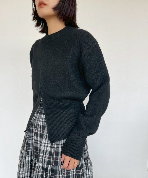 AMAIL（アマイル）の「Curve Knit（ニット/セーター・レディース・グレー/ブラック・FREE）」の2枚目の写真