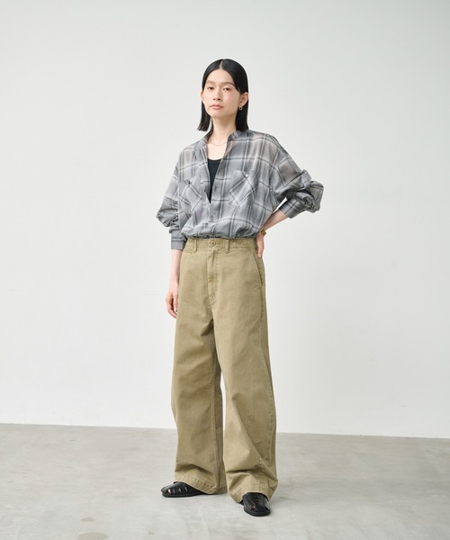 kha:ki（カーキ）の「「KHA:KI / カーキ」シアーチェック オーバーシャ__ツ（シャツ/ブラウス・レディース・ブラック/イエロー・1/2）」の12枚目の写真