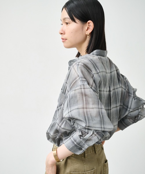 kha:ki（カーキ）の「「KHA:KI / カーキ」シアーチェック オーバーシャ__ツ（シャツ/ブラウス・レディース・ブラック/イエロー・1/2）」の15枚目の写真