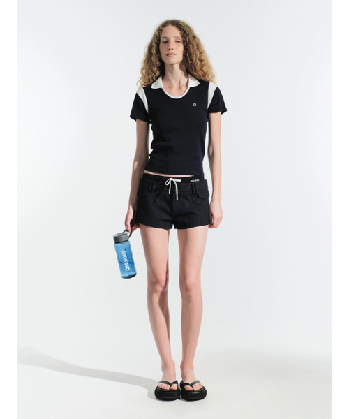 grove（グローブ）の「ELA U-NECK COLLAR T-SHIRT (NAVY)（ポロシャツ・レディース・ネイビー・FREE）」の2枚目の写真