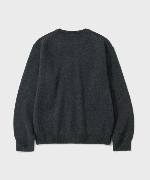 SHIRTER(シャーター)の「SHAGGY DOG REVERSE SEAM KNIT (CHARCOAL)(ニット/セーター・メンズ・その他・SMALL/MEDIUM/LARGE)」の2枚目の写真
